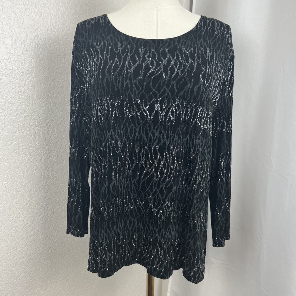 VTG‎ Brittany Black Top Womens 2X Black Metallic Abstract Fairygrunge Whimsigoth